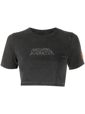 Black Heron Preston Natural Disaster Cropped T-Shirt For Women | Farfetch.com