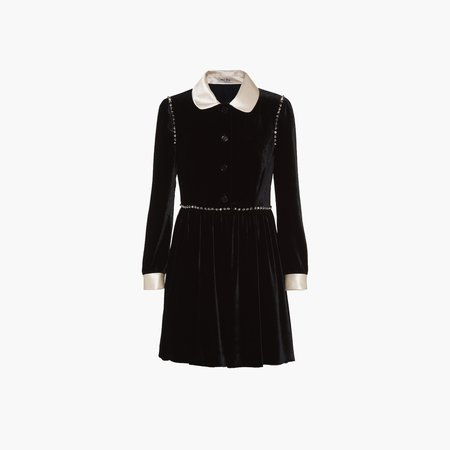 Velvet mini-dress Black | Miu Miu