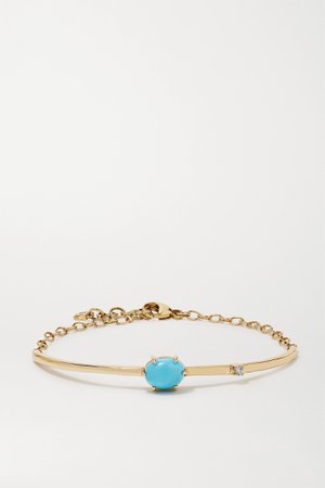 Gold Mini Cosmo 14-karat gold, turquoise and diamond bracelet | Andrea Fohrman | NET-A-PORTER