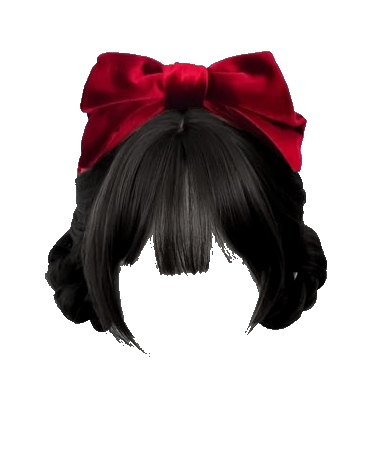 Red Top Bow with Braided Buns and Bangs Black (Dei5 edit)