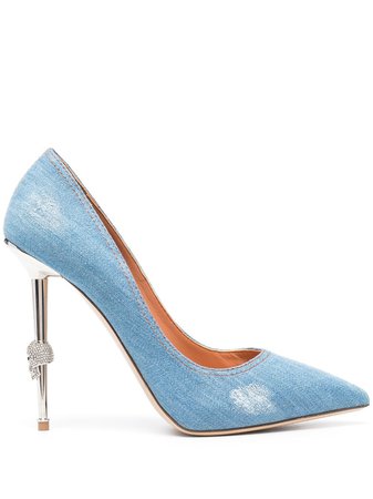 Shop blue Philipp Plein Cecollete high-heeled pumps with Express Delivery - Farfetch