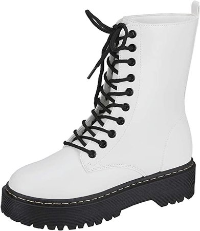 Amazon.com | Harper Shoes Womens Combat Boots Lace Up | Mid-Calf