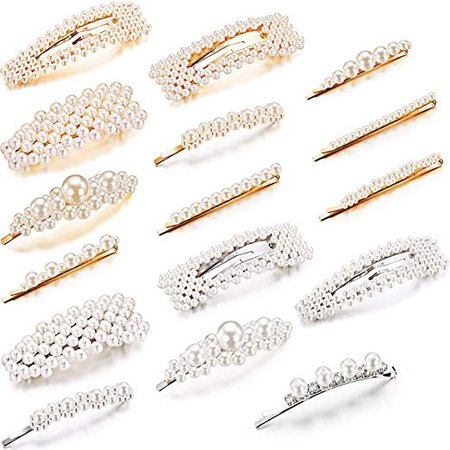 Amazon.com : Yaomiao 16 Pieces Hair Barrettes, Hair Pins Decorative - Vintage Artificial Pearl Gold Alloy Barrettes Hair Clip - Women Lady Girls Fashion Sweet Side Clip Hairpin Hair Accessories for Wedding Bride : Beauty