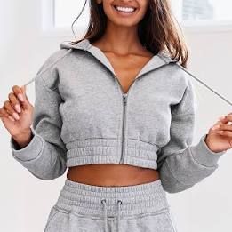 cropped grey zip up - Google Search