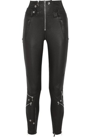 Alexander McQueen | Mesh-trimmed stretch-leather skinny pants