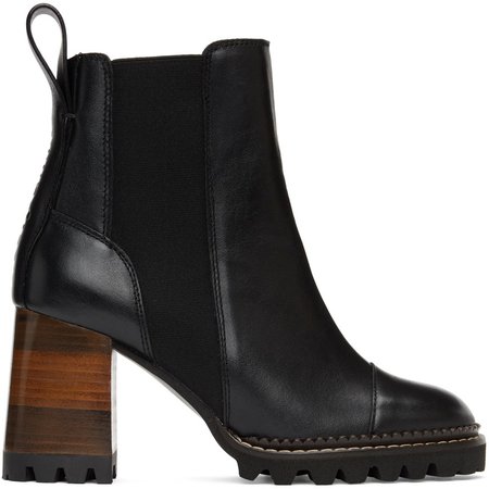 See by Chloé Black & Brown Mallory Heeled Boots