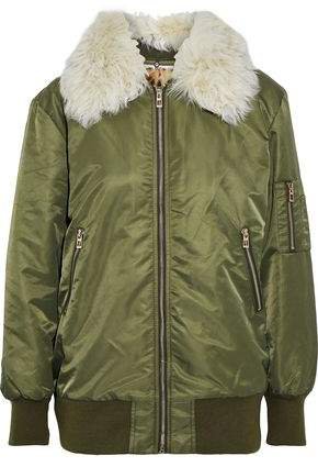 Stand Studio Shearling-trimmed Shell Bomber Jacket