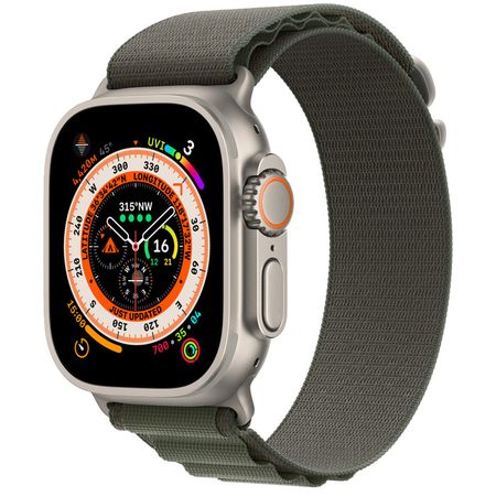 Apple Watch Ultra GPS + Cellular, 49mm Titanium Case with Green Alpine Loop - Medium - Apple (CA)