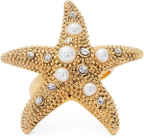 Sea Star Imitation Pearl Starfish Statement Ring