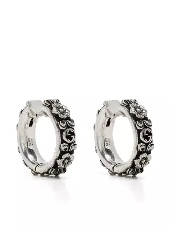 Gucci Sterling Silver Interlocking G Hoop Earrings - Farfetch