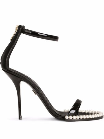 Shop Dolce & Gabbana faux-pearl embellished open-toe sandals with Express Delivery - FARFETCH