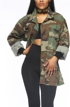 Amazon.com: Womens Camo Jacket Long Sleeeve Camouflage Army Jackets Military Trench Coat PLus Size : Clothing, Shoes & Jewelry
