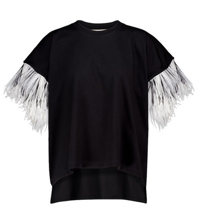 Christopher Kane - Camiseta de algodón con plumas | Mytheresa