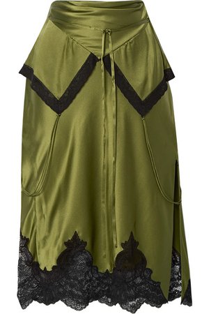 Alexander Wang | Layered lace-trimmed silk-charmeuse skirt | NET-A-PORTER.COM