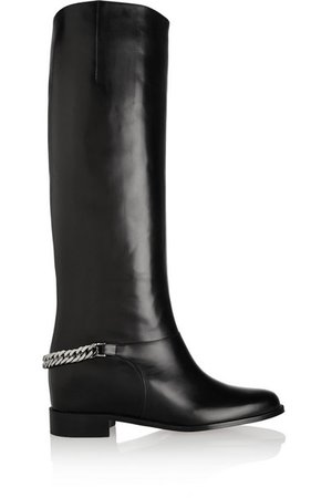 Christian Louboutin | Cate chain-trimmed leather riding boots | NET-A-PORTER.COM