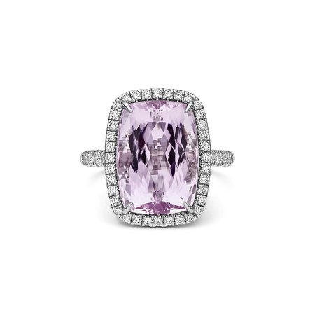 Tiffany Soleste® ring in platinum with a 9.54-carat kunzite and diamonds. | Tiffany & Co.