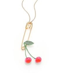 Lyst - Alexis Bittar Lucite Luna Knotted Cherry Crystal Safety Pin Pendant Necklace in Red