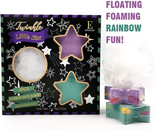 Amazon.com: Shooting Star Rainbow Bath Bombs - Gift Set - Surprise Rainbow Colors, Organic Essential Oil & Shea Butter, Bubble Bomb Spa Skin Care Gifts Ideas, Kids Girls Boys Women Mom Teens Toddler Birthday Sets : Beauty & Personal Care