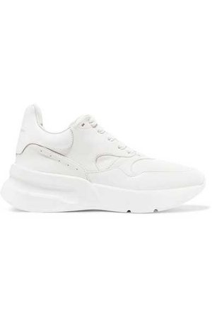 Alexander McQueen | Smooth and textured-leather exaggerated-sole sneakers | NET-A-PORTER.COM