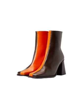 orange brown boots shoes