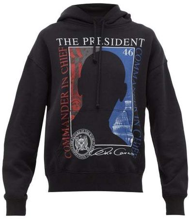 President Print Hooded Sweatshirt - Womens - Black