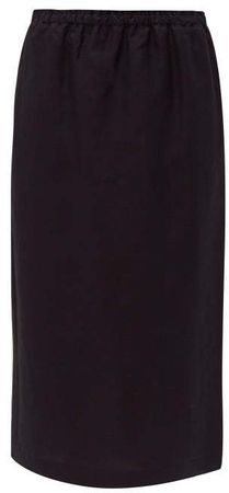 Elasticated Waist Midi Skirt - Womens - Navy