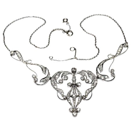 Necklace Art Nouveau Platinum Diamond Necklace