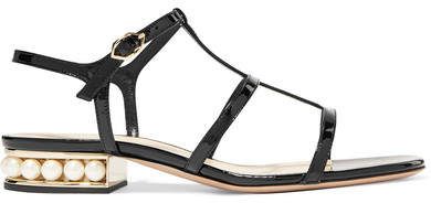 Casati Embellished Patent-leather Sandals - Black