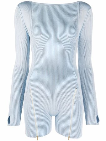 Shop Jacquemus ribbed-knit fitted jumpsuit with Express Delivery - FARFETCH