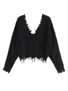 Frayed Cropped Sweater