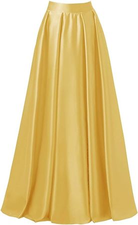 Diydress Women’s Satin Flared Swing Maxi Skirt Long Floor Length High Waist Fomal Prom Party Skirts with Pockets Black at Amazon Women’s Clothing store