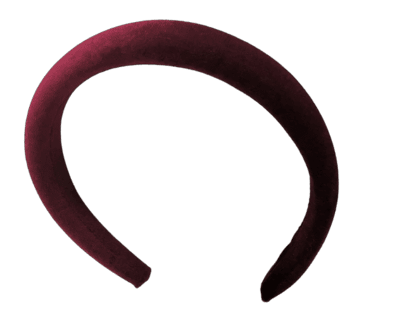 Burgundy Wine Red Velvet padded headband alice band hair band 2.5 cms wide 1 cm deep padding