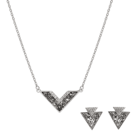 Silver Druzy Necklace + Stud Earrings Gift Set | Origami Owl Custom Jewelry
