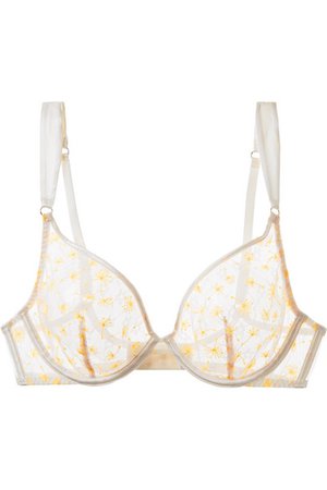 Myla | Mayflower Road satin-trimmed embroidered lace underwired bra | NET-A-PORTER.COM
