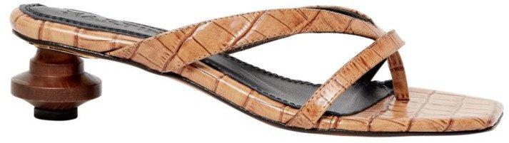 Verano Croc-Embossed Leather Thong Sandals