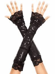 black formal glitter gloves - Google Search