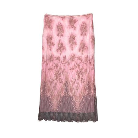 Vintage 90s Windsor Sheer pink overlay Midi skirt... - Depop