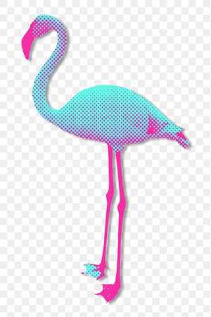 Blue flamingo halftone style design element | Free stock illustration | High Resolution graphic