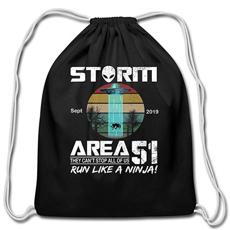 Amazon.com | Spreadshirt Storm Area 51 Run Like a Ninja Cotton Drawstring Bag, black | Drawstring Bags