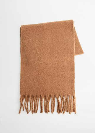 Recycled polyester scarf - Women | Mango USA camel