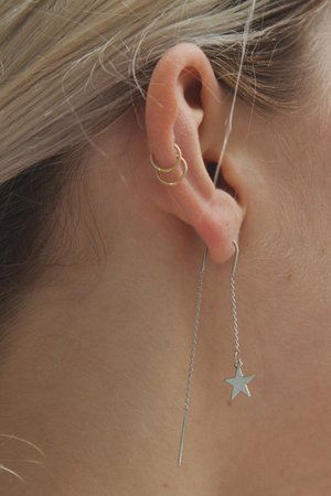 Silver Star Drop Earrings - Accessories
