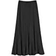 Urban CoCo Women's Vintage Elastic Waist A-Line Long Maxi Skirt (M, Black) at Amazon Women’s Clothing store
