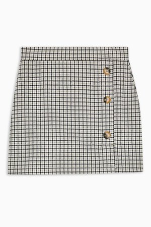 PETITE Check Button Mini Skirt | Topshop grey