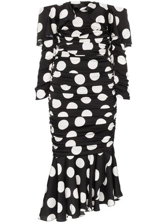 Dolce & Gabbana off-the-shoulder polka dot silk blend dress - FARFETCH