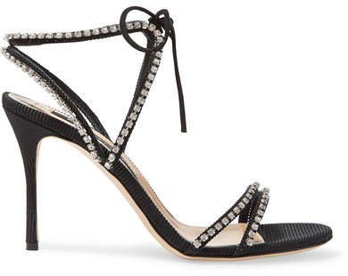 Crystal-embellished Faille Sandals - Black