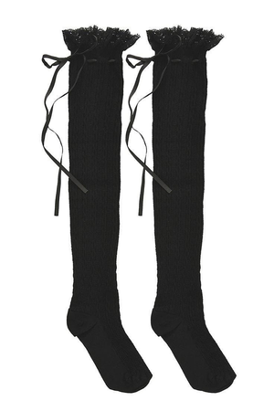 socks - black with ribbons