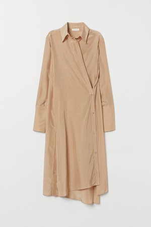 Silk-blend wrap dress - Light beige - Ladies | H&M GB