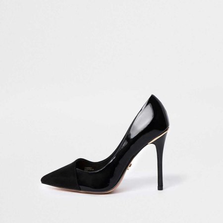 River Island Black wide fit wrap around court shoes