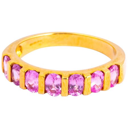 Vintage Pink Tourmaline and 18 Carat Gold Half Eternity Band For Sale at 1stDibs