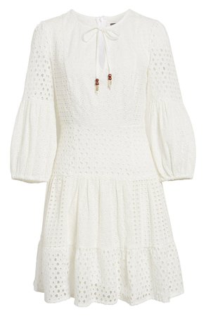Vince Camuto Balloon Sleeve Cotton Eyelet Dress | Nordstrom